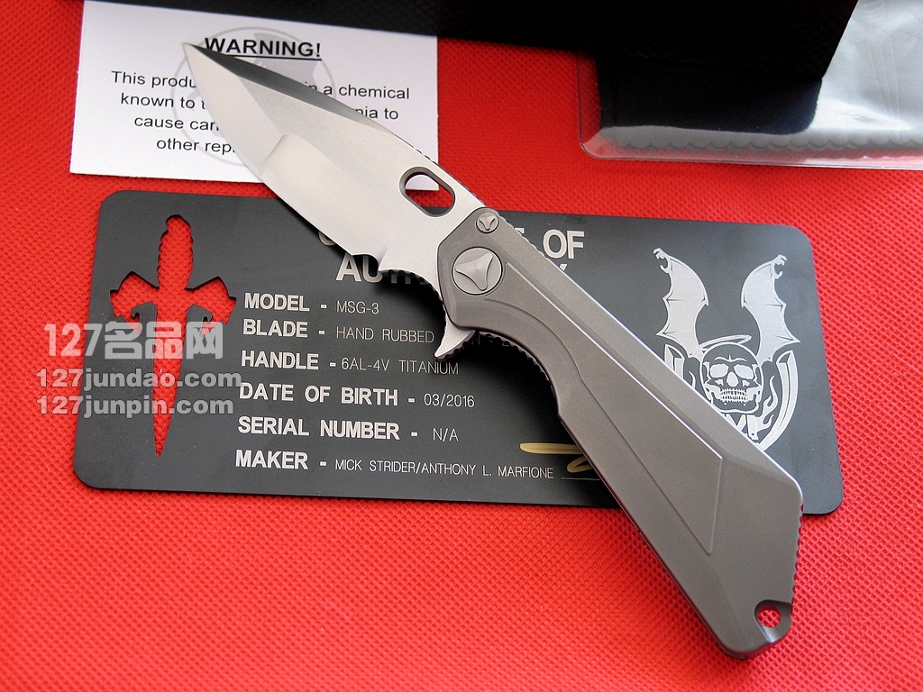美国微技术MICROTECH MSG III手工拉丝合作版战术刀  世界名刀