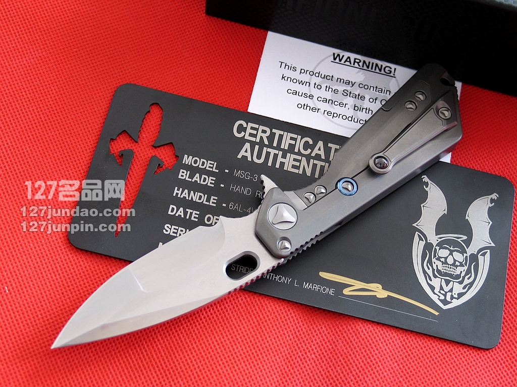美国微技术MICROTECH MSG III手工拉丝合作版战术刀  世界名刀