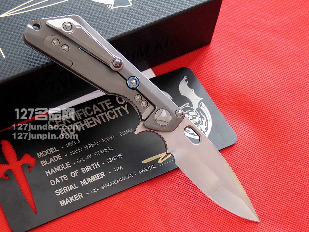 美国微技术MICROTECH MSG III手工拉丝合作版战术刀  世界名刀