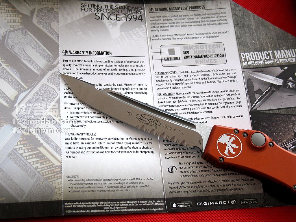 MICROTECH美国微技术 150-5OR超强弹力直跳 名刀 军刀 127名品