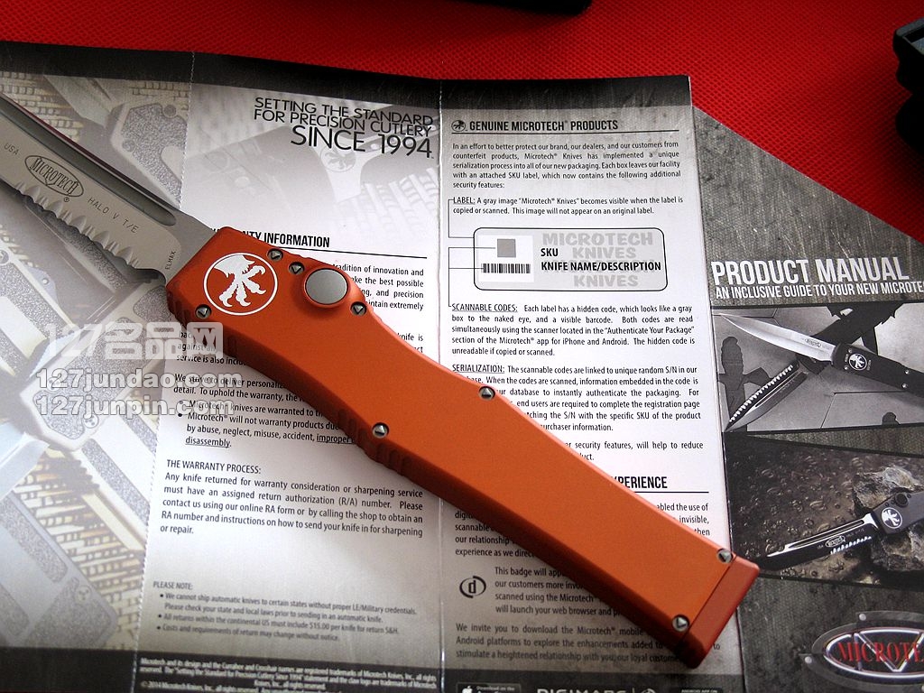 MICROTECH美国微技术 150-5OR超强弹力直跳 名刀 军刀 127名品