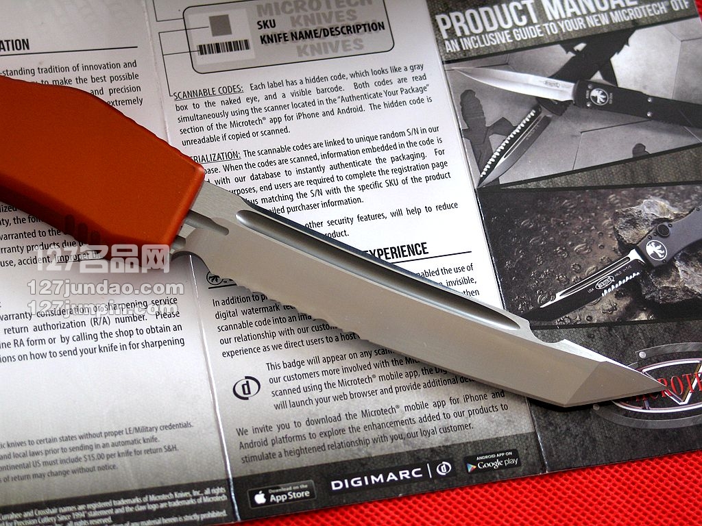 MICROTECH美国微技术 150-5OR超强弹力直跳 名刀 军刀 127名品
