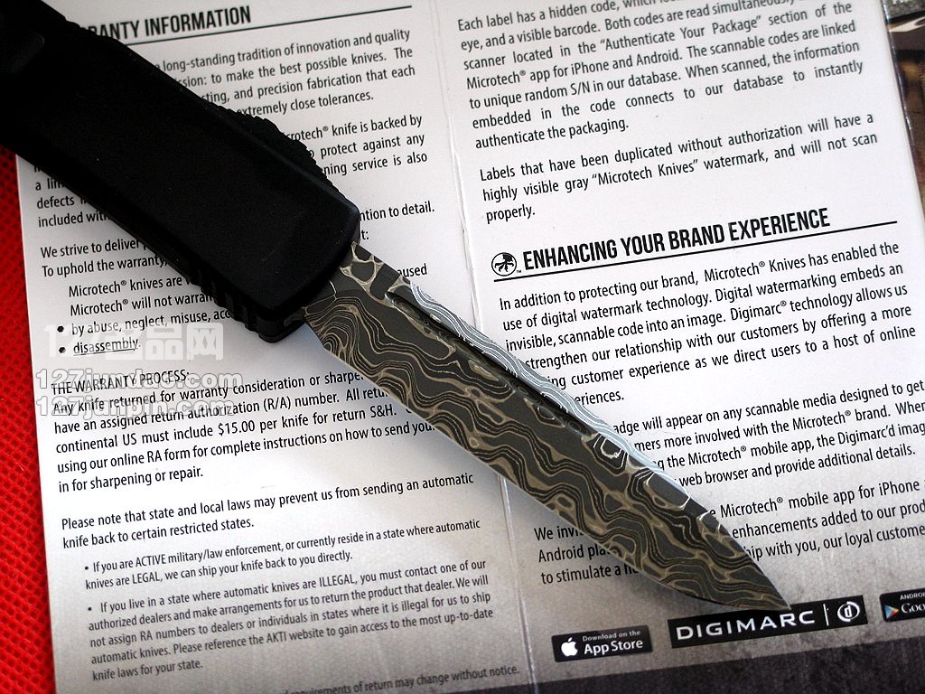 美国微技术MICROTECH SE大马士革碳纤维柄特别版直弹刀