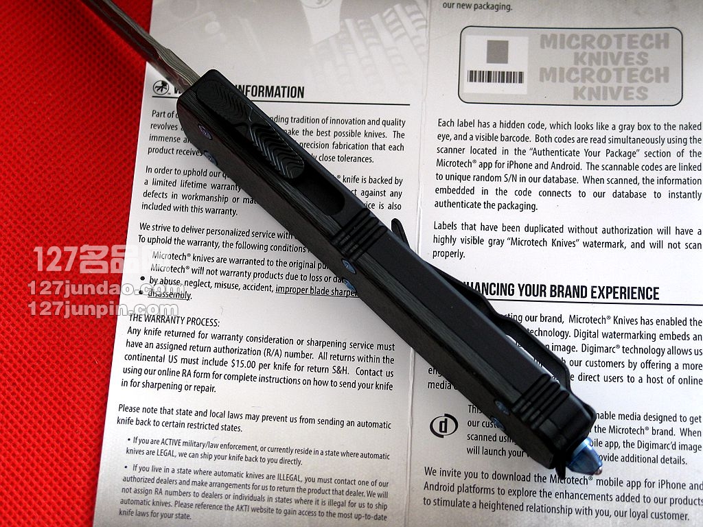 美国微技术MICROTECH SE大马士革碳纤维柄特别版直弹刀