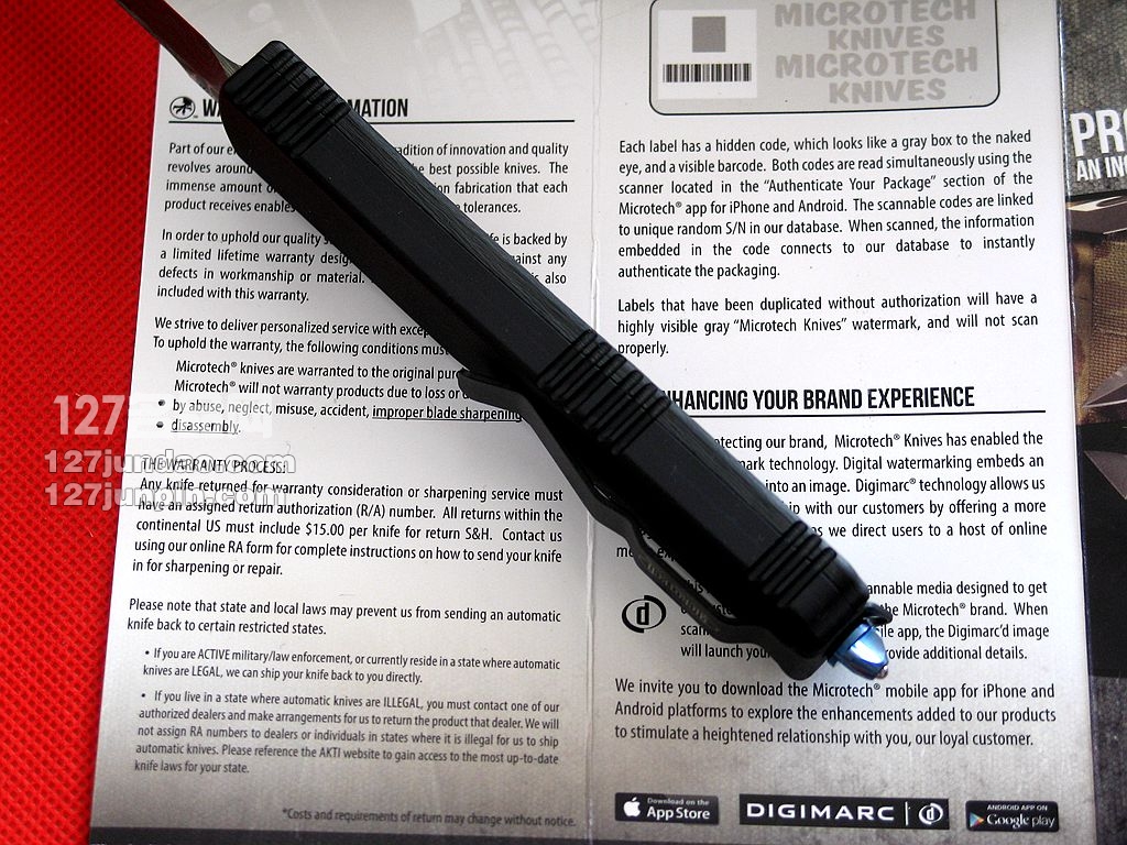 美国微技术MICROTECH SE大马士革碳纤维柄特别版直弹刀