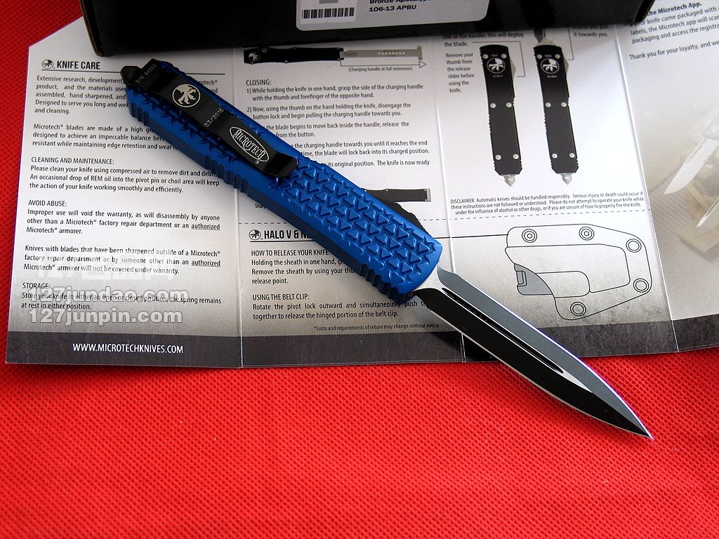 美国微技术MICROTECH  MKII双锋刃直跳刀 军刀 127名品网