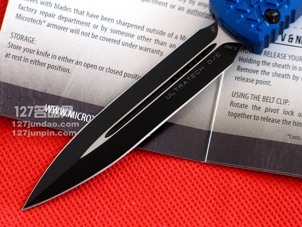 美国微技术MICROTECH  MKII双锋刃直跳刀 军刀 127名品网