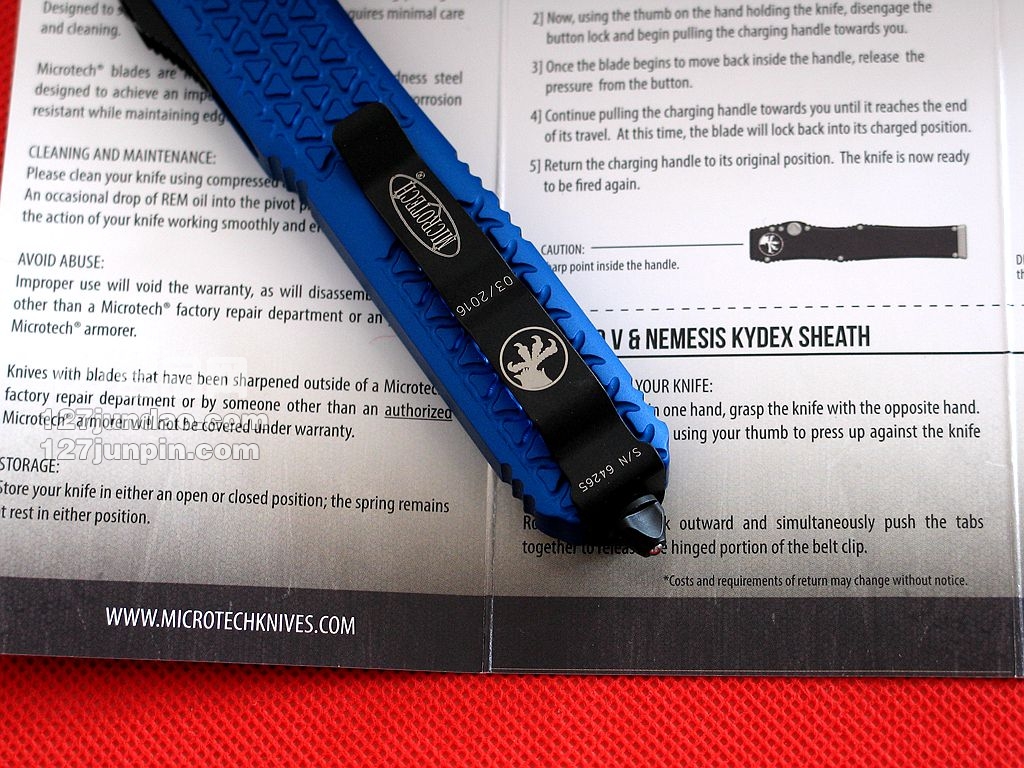 美国微技术MICROTECH  MKII双锋刃直跳刀 军刀 127名品网