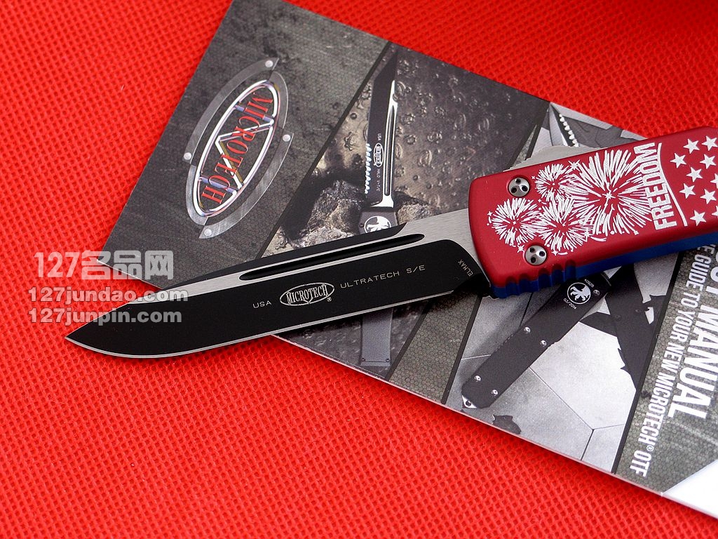 美国微技术MICROTECH 121-1FR双色单锋直跳刀 军刀 127名品网