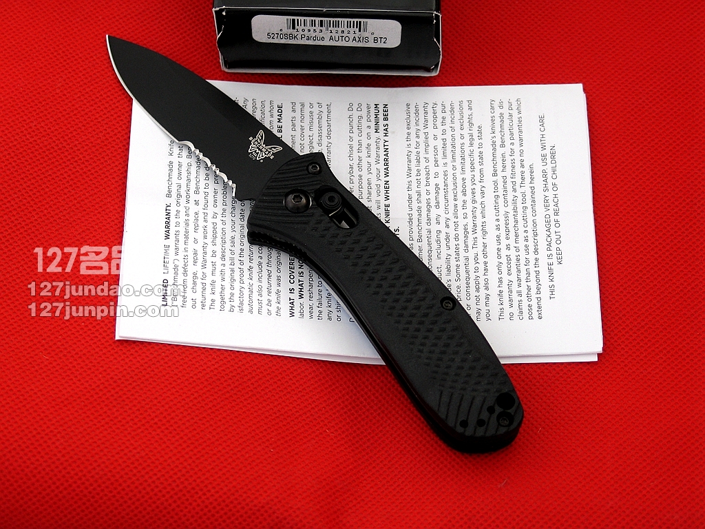 美国蝴蝶Benchmade 527SBK助力快开战术折刀 127名品网 
