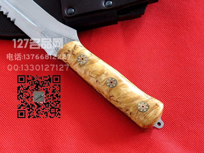 俄罗斯 A&R雪豹 终极生存刀背齿米卡塔柄 手工名刀127名品网
