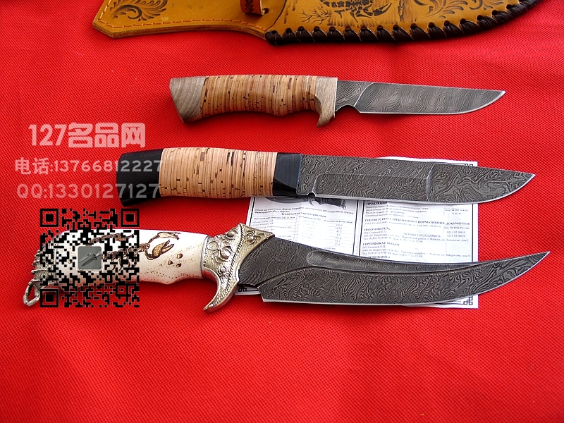 俄罗斯 毒蝎大马士革格斗刀 军刀名刀狩猎刀127名品网