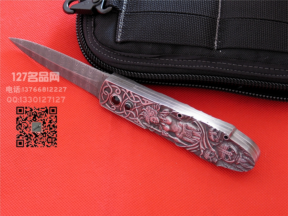 手工大师斯特凡 阿尔特妮斯大马士革钢侧跳刀 127名品网