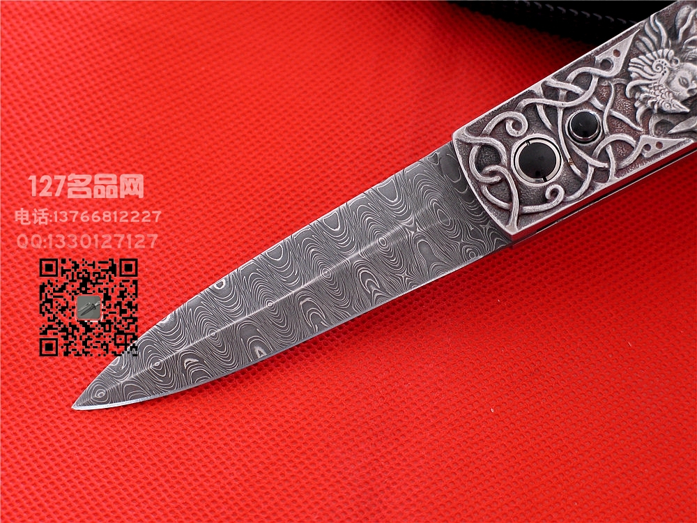 手工大师斯特凡 阿尔特妮斯大马士革钢侧跳刀 127名品网