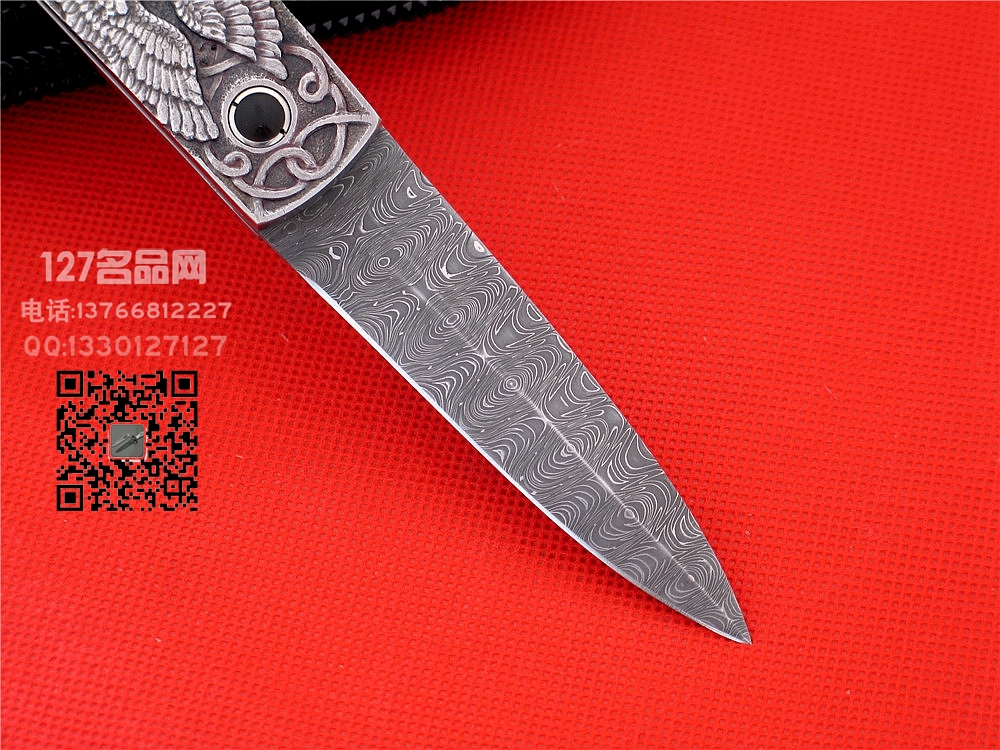 手工大师斯特凡 阿尔特妮斯大马士革钢侧跳刀 127名品网