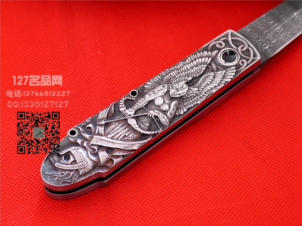 手工大师斯特凡 阿尔特妮斯大马士革钢侧跳刀 127名品网