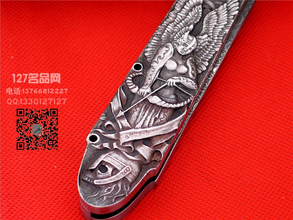 手工大师斯特凡 阿尔特妮斯大马士革钢侧跳刀 127名品网