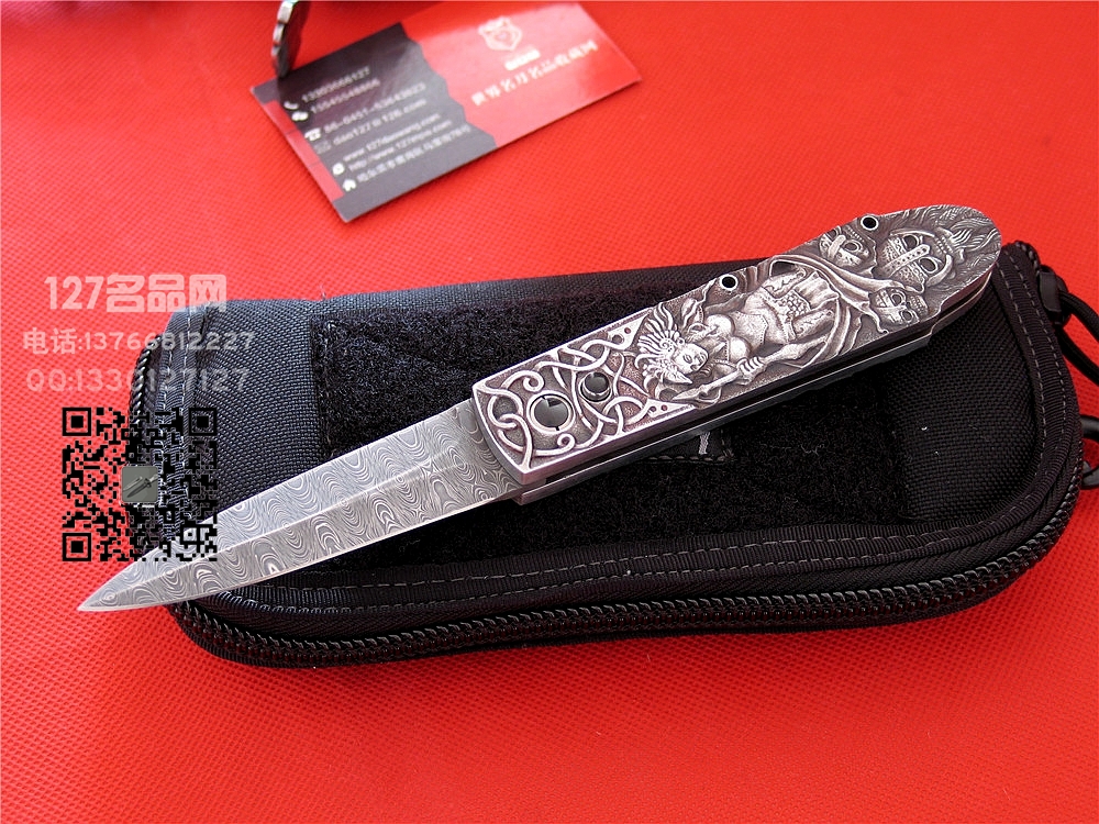 手工大师斯特凡 阿尔特妮斯大马士革钢侧跳刀 127名品网