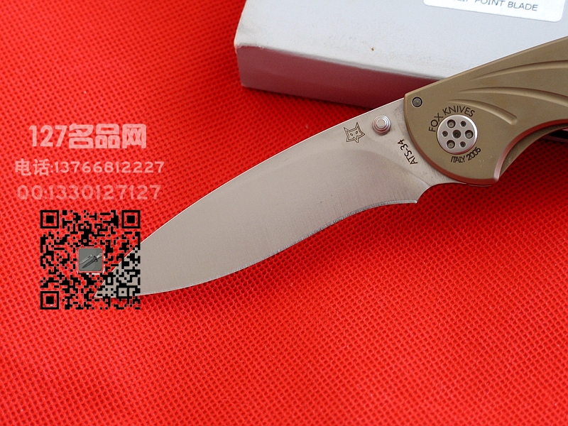 FOX意大利狐狸FX-180B钛柄ATS-34钢折刃127名品网 