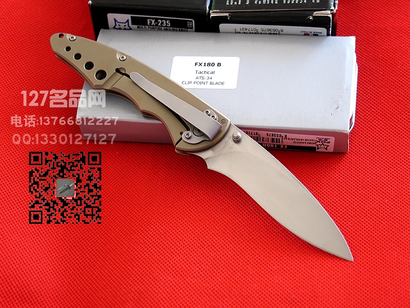 FOX意大利狐狸FX-180B钛柄ATS-34钢折刃127名品网 