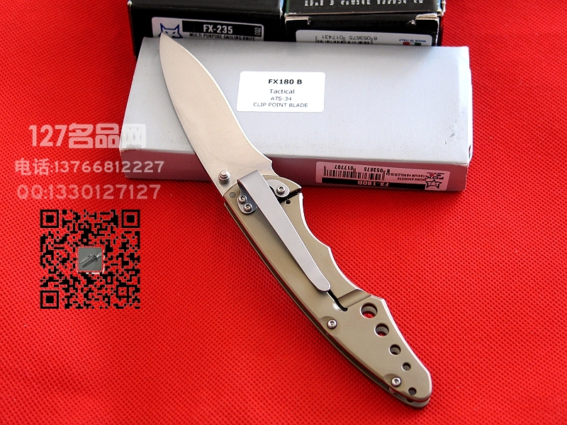 FOX意大利狐狸FX-180B钛柄ATS-34钢折刃127名品网 