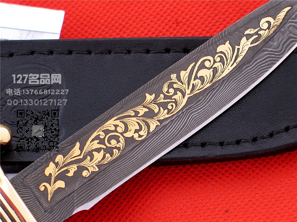 俄罗斯Rosaems  铁木柄鎏金刻花大马士革 127名品网