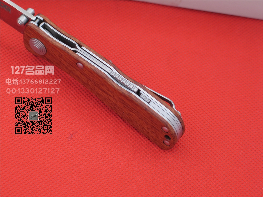 美国索格SOG TWI17花梨木柄缎面自动小型快开折刀 正品名刀