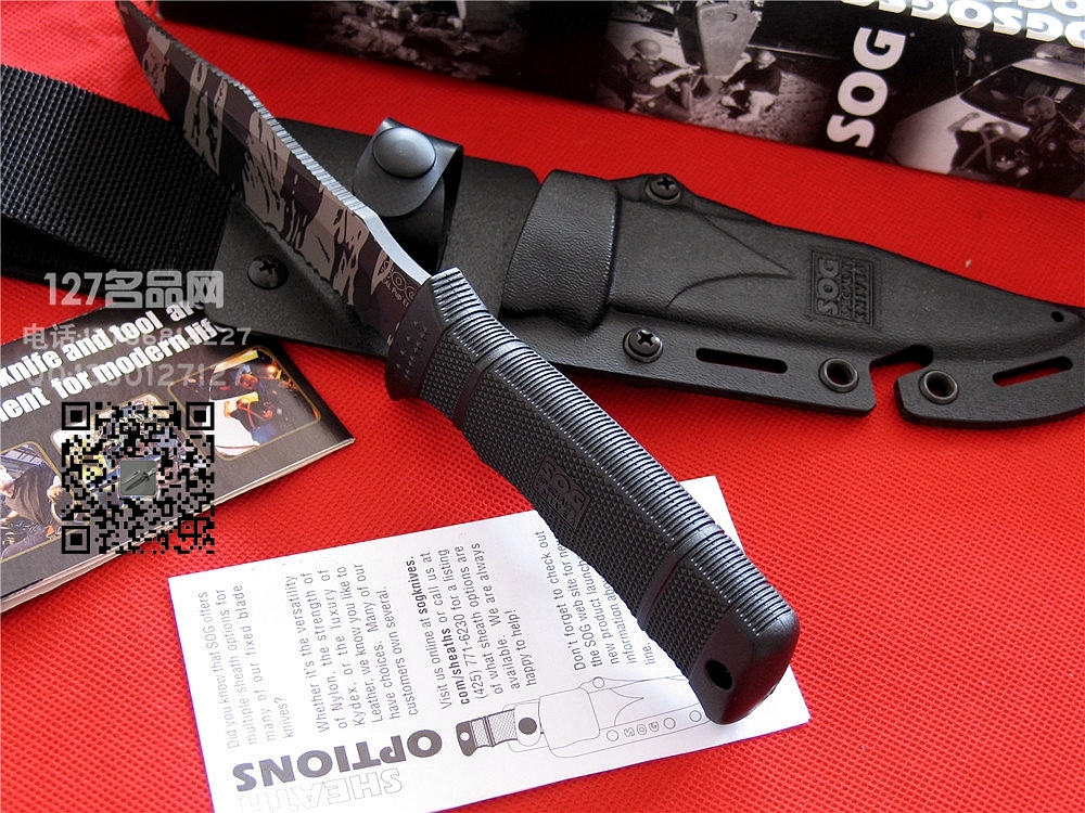 索格SOG 哨格E37TS-K 虎斑海豹菁英战术直刀127正品刀 