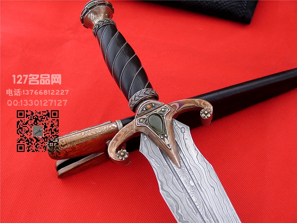 美国早期手工刀匠大马士革地狱剑匕首 名剑127名网 