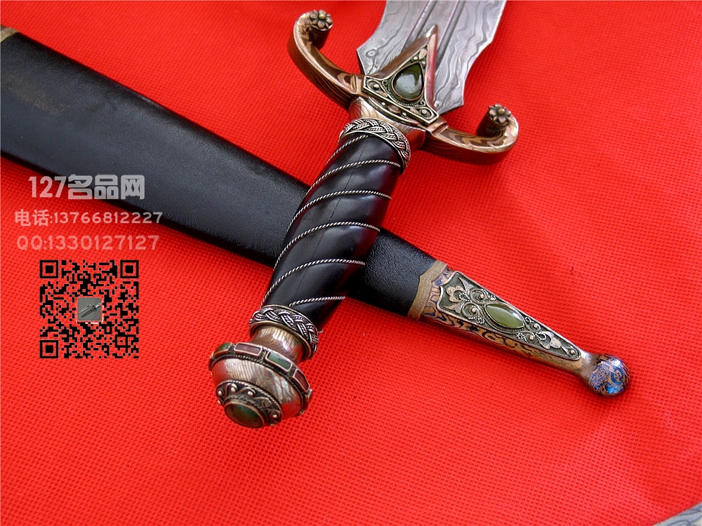 美国早期手工刀匠大马士革地狱剑匕首 名剑127名网 