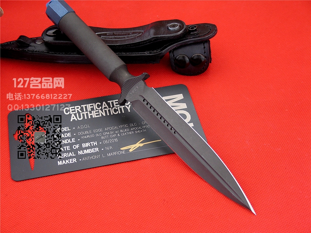 微技术Microtech Custom ADO-L剑标一体双刃匕首CPM 3V钢名刀