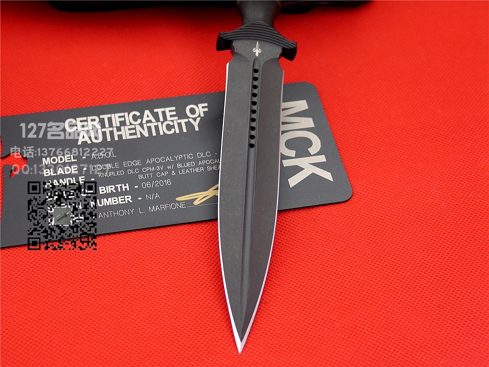 微技术Microtech Custom ADO-L剑标一体双刃匕首CPM 3V钢名刀