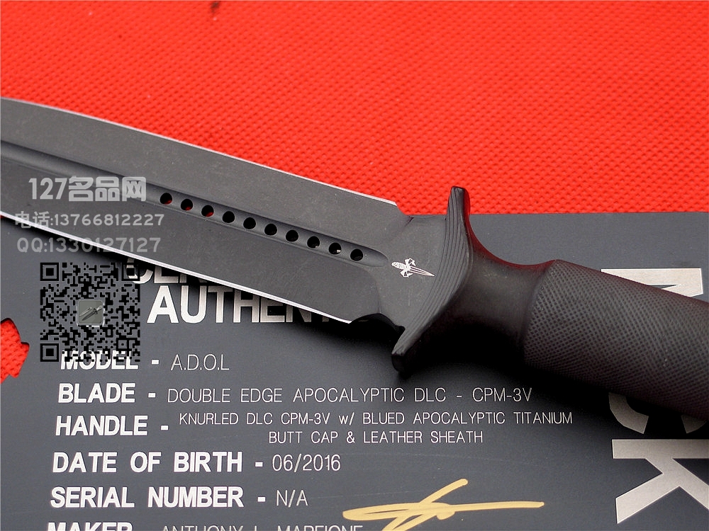 微技术Microtech Custom ADO-L剑标一体双刃匕首CPM 3V钢名刀