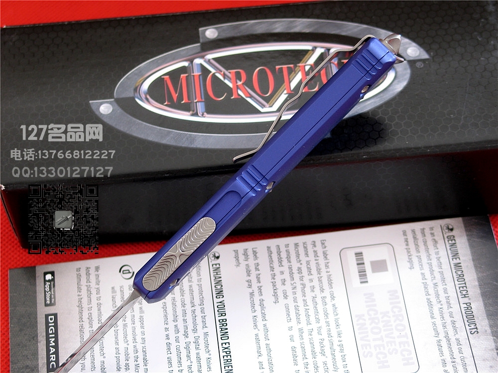 美国微技术MICROTECH蓝色柄双刃直跳122系列