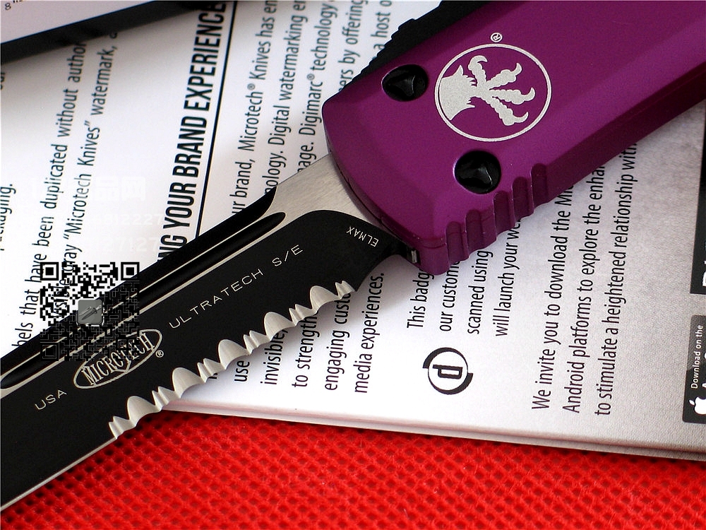 美国微技术MICROTECH 121半齿紫色柄直跳 127名品网