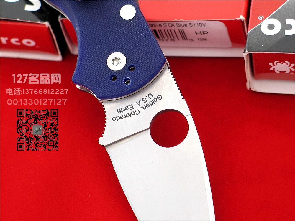 美国SPYDERCO蜘蛛C41GPDBL5五代S110V钢战术折刀