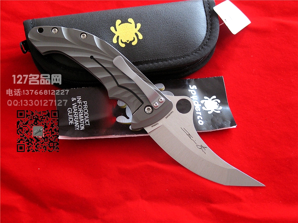 美国蜘蛛SPYDERCO   C198TIP TIGHE STICK S90V刃材钛柄折刀