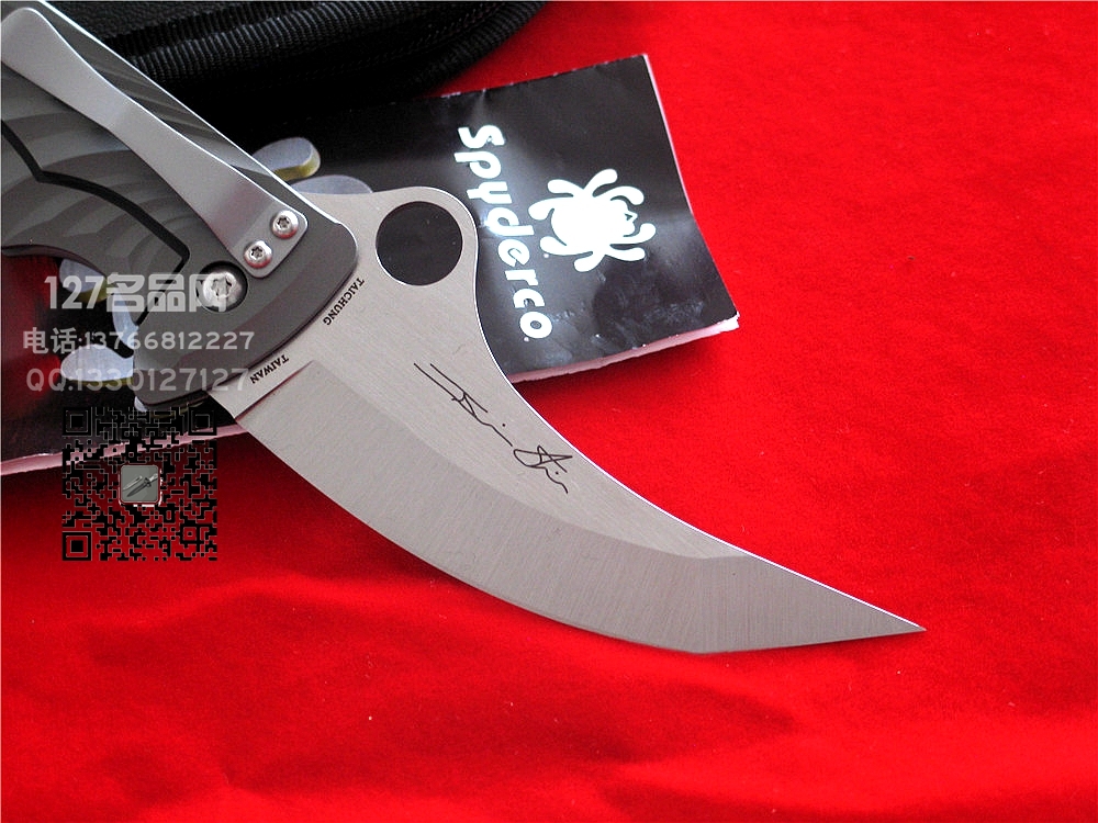 美国蜘蛛SPYDERCO   C198TIP TIGHE STICK S90V刃材钛柄折刀