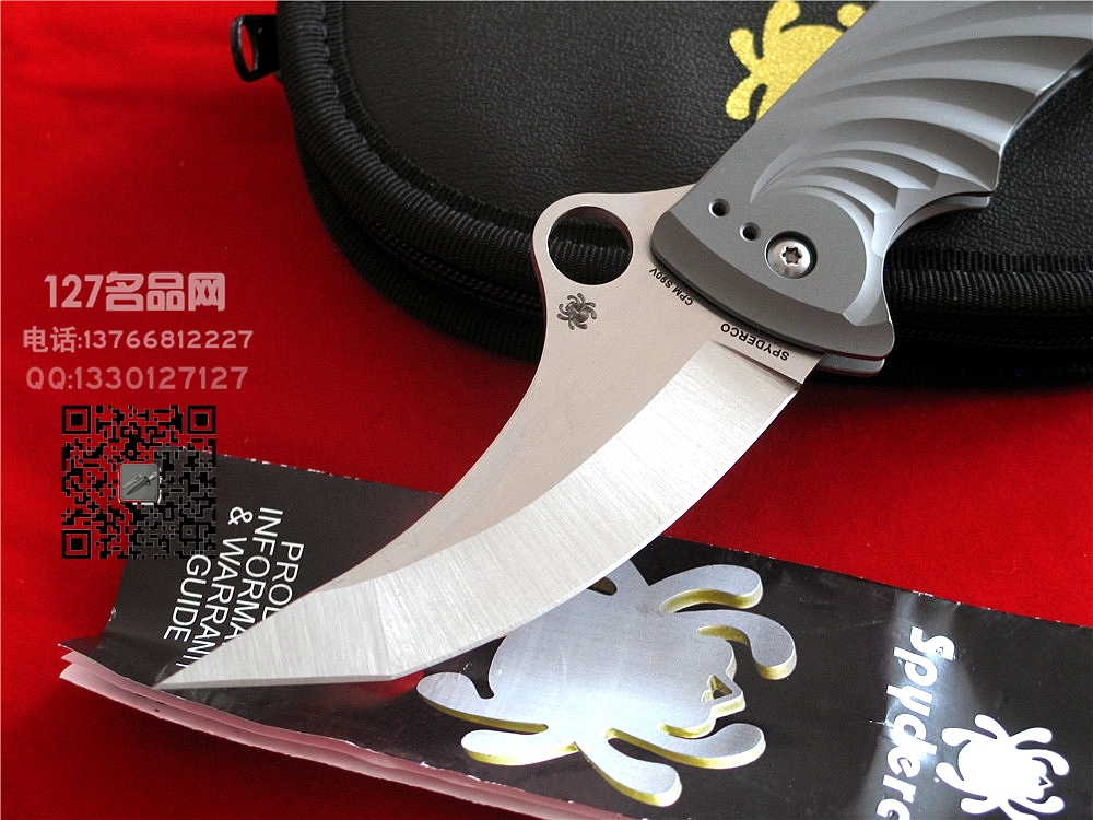 美国蜘蛛SPYDERCO   C198TIP TIGHE STICK S90V刃材钛柄折刀