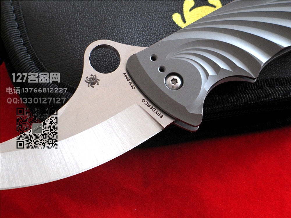 美国蜘蛛SPYDERCO   C198TIP TIGHE STICK S90V刃材钛柄折刀