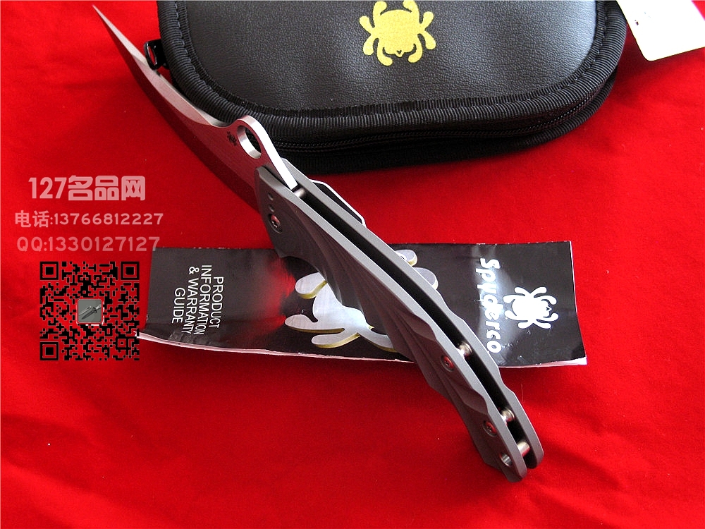 美国蜘蛛SPYDERCO   C198TIP TIGHE STICK S90V刃材钛柄折刀