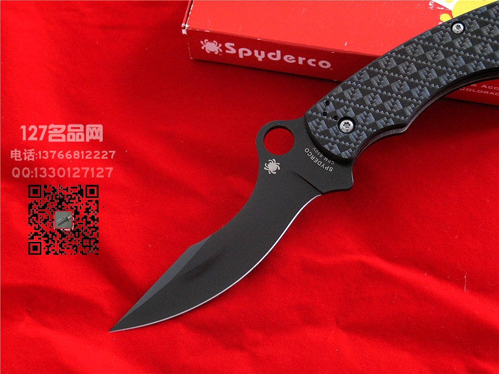 美国​蜘蛛SPYDERCO C146CFBBKP  萨博设计半月形黑刃格斗 