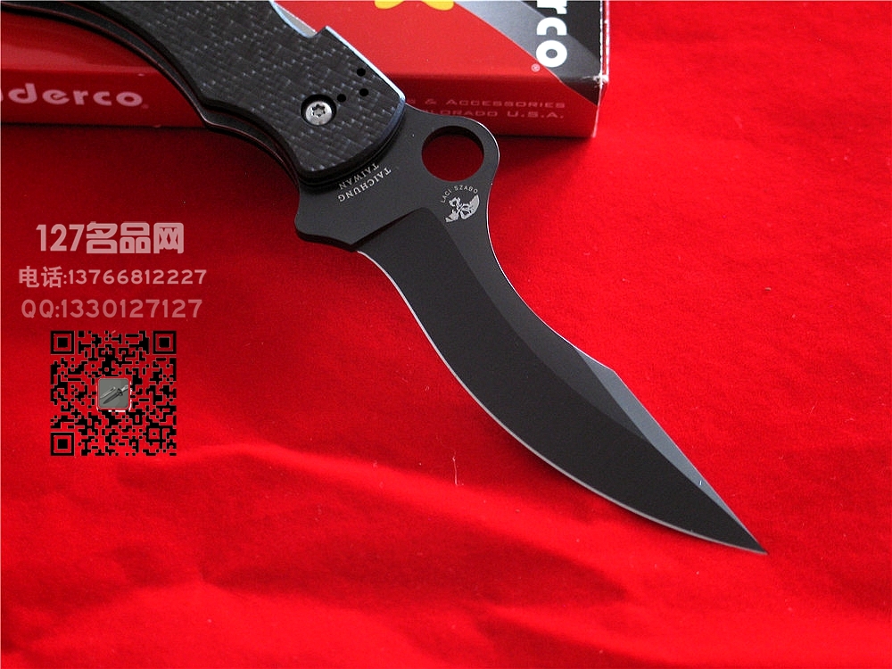 美国​蜘蛛SPYDERCO C146CFBBKP  萨博设计半月形黑刃格斗 
