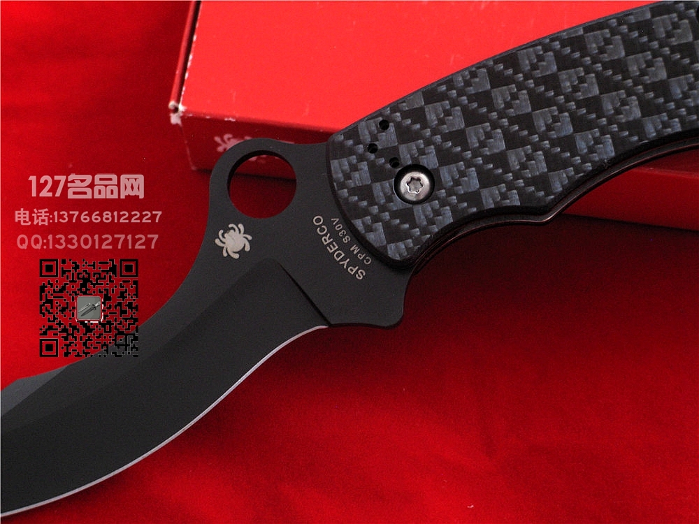 美国​蜘蛛SPYDERCO C146CFBBKP  萨博设计半月形黑刃格斗 