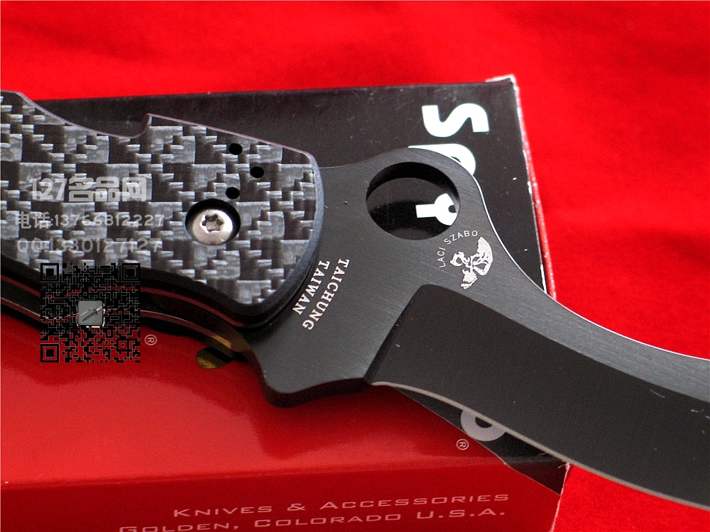 美国​蜘蛛SPYDERCO C146CFBBKP  萨博设计半月形黑刃格斗 