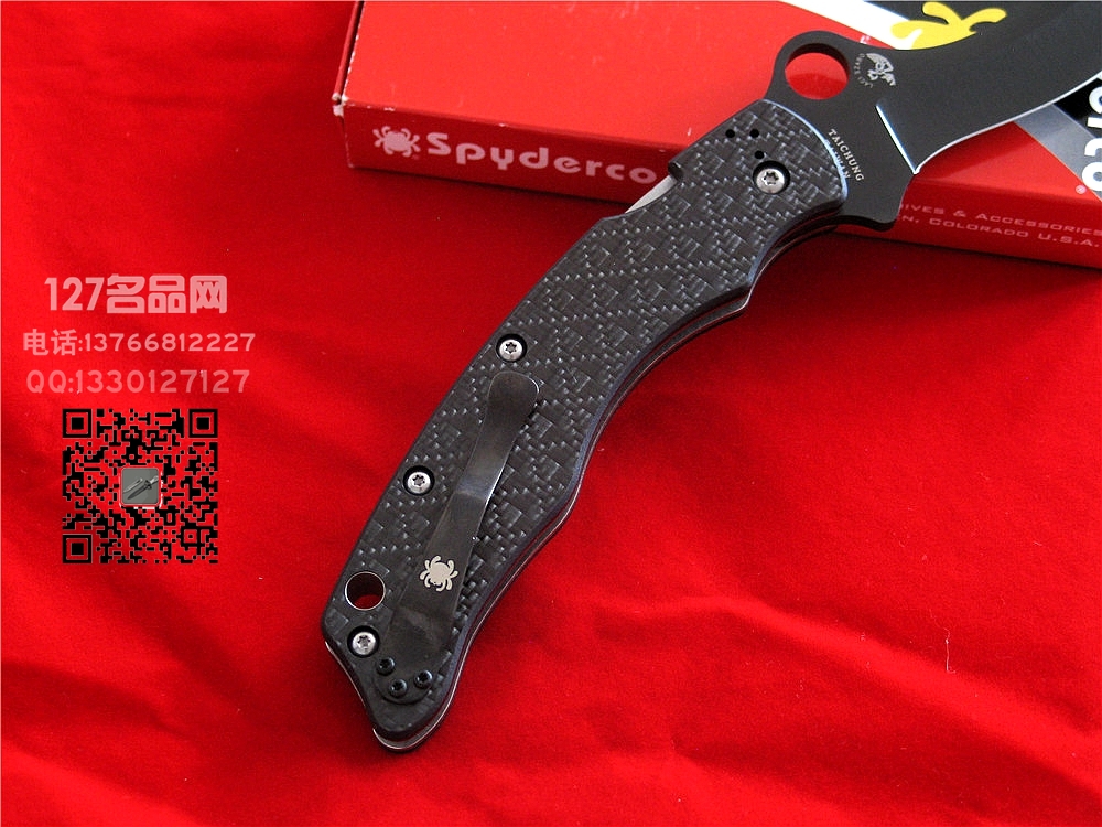 美国​蜘蛛SPYDERCO C146CFBBKP  萨博设计半月形黑刃格斗 