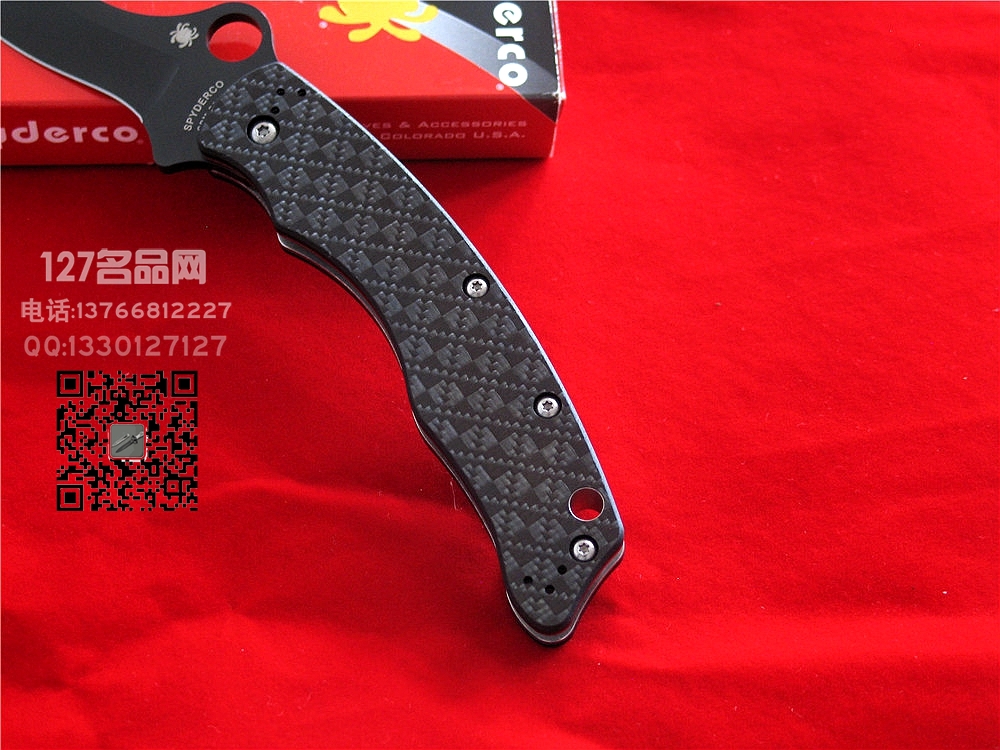 美国​蜘蛛SPYDERCO C146CFBBKP  萨博设计半月形黑刃格斗 