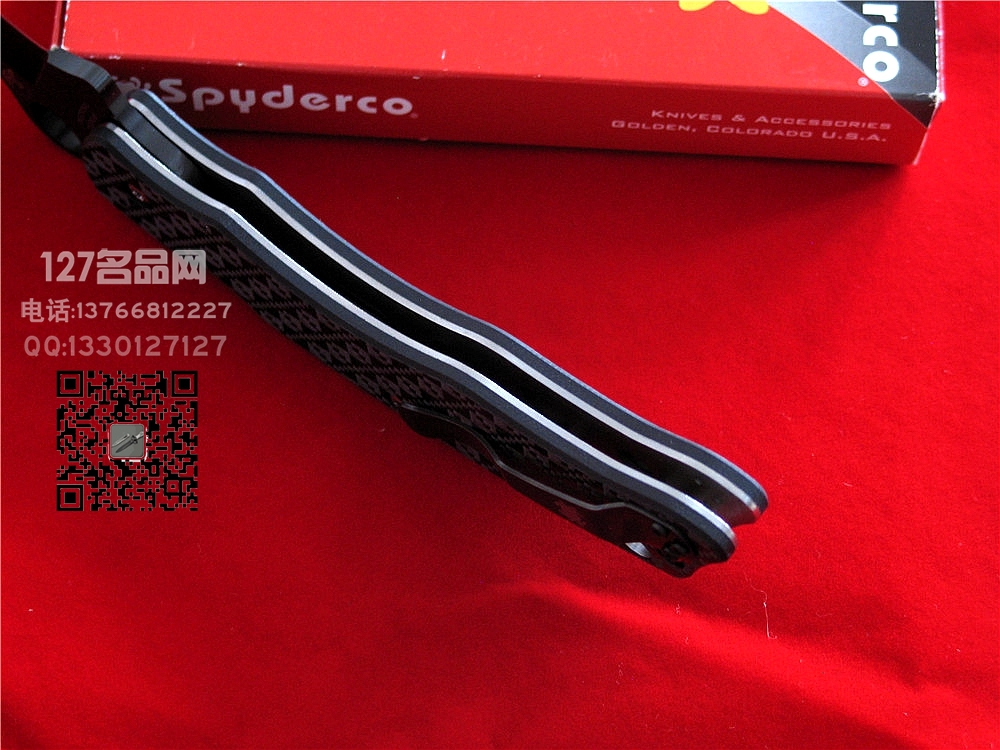 美国​蜘蛛SPYDERCO C146CFBBKP  萨博设计半月形黑刃格斗 