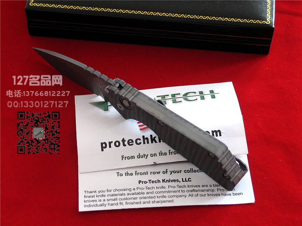美国挺进者与挺超技术作版Strider大马士革钛柄侧跳 
