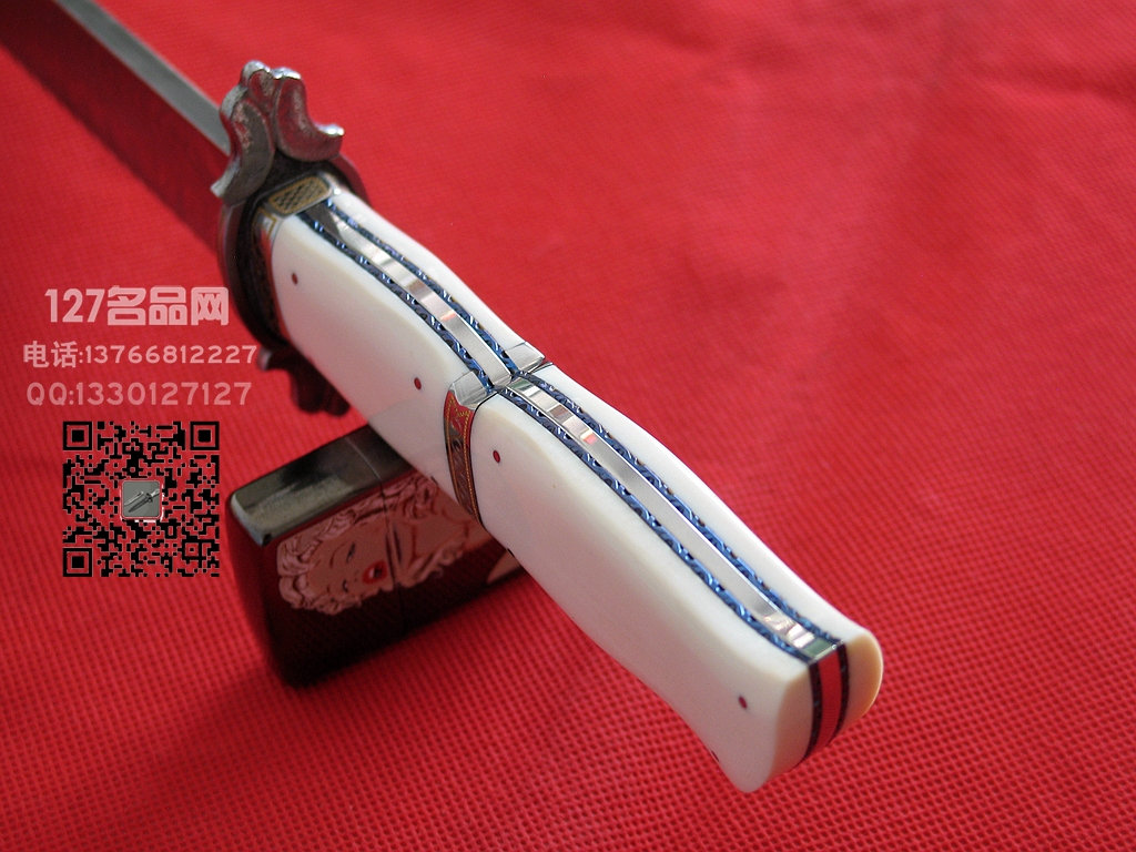 ABS手工刀匠 约翰.霍里根 大马士革牙柄维斯特博伊